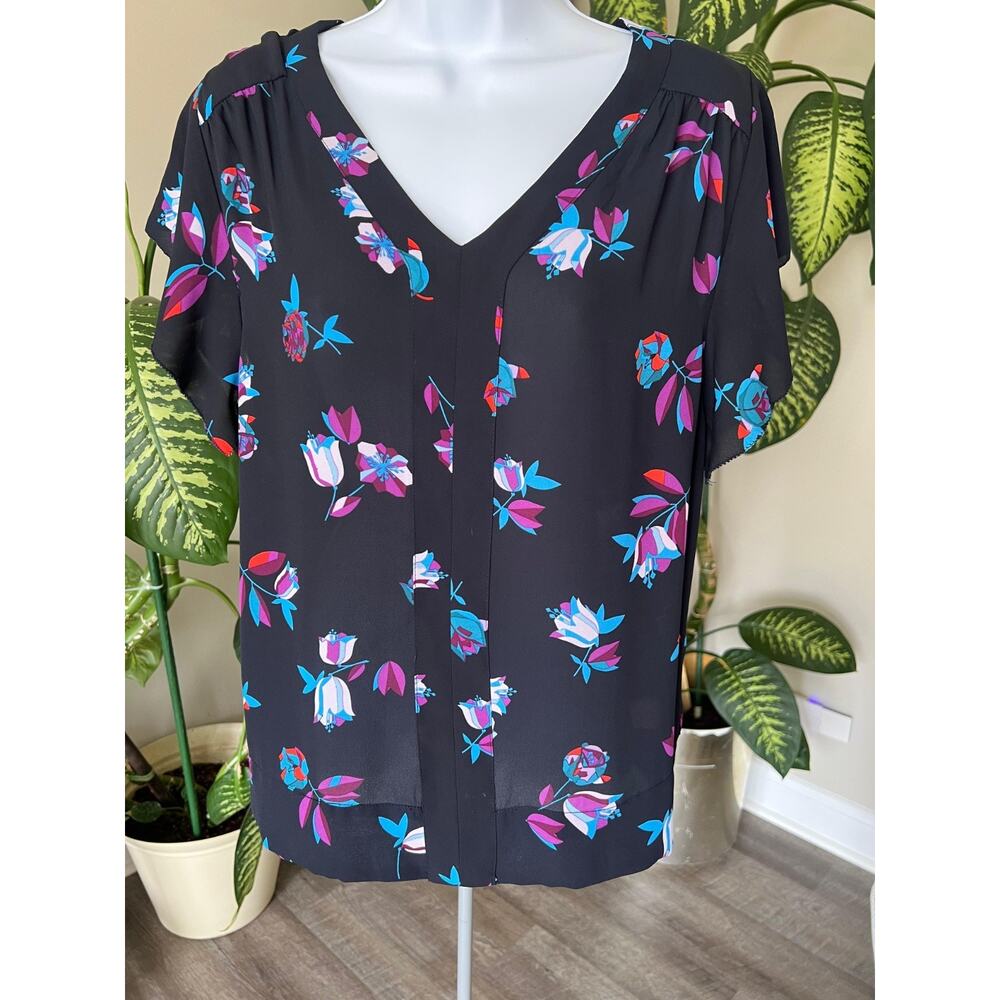 Philosophy Size Small Black‎ Flowered Top #543